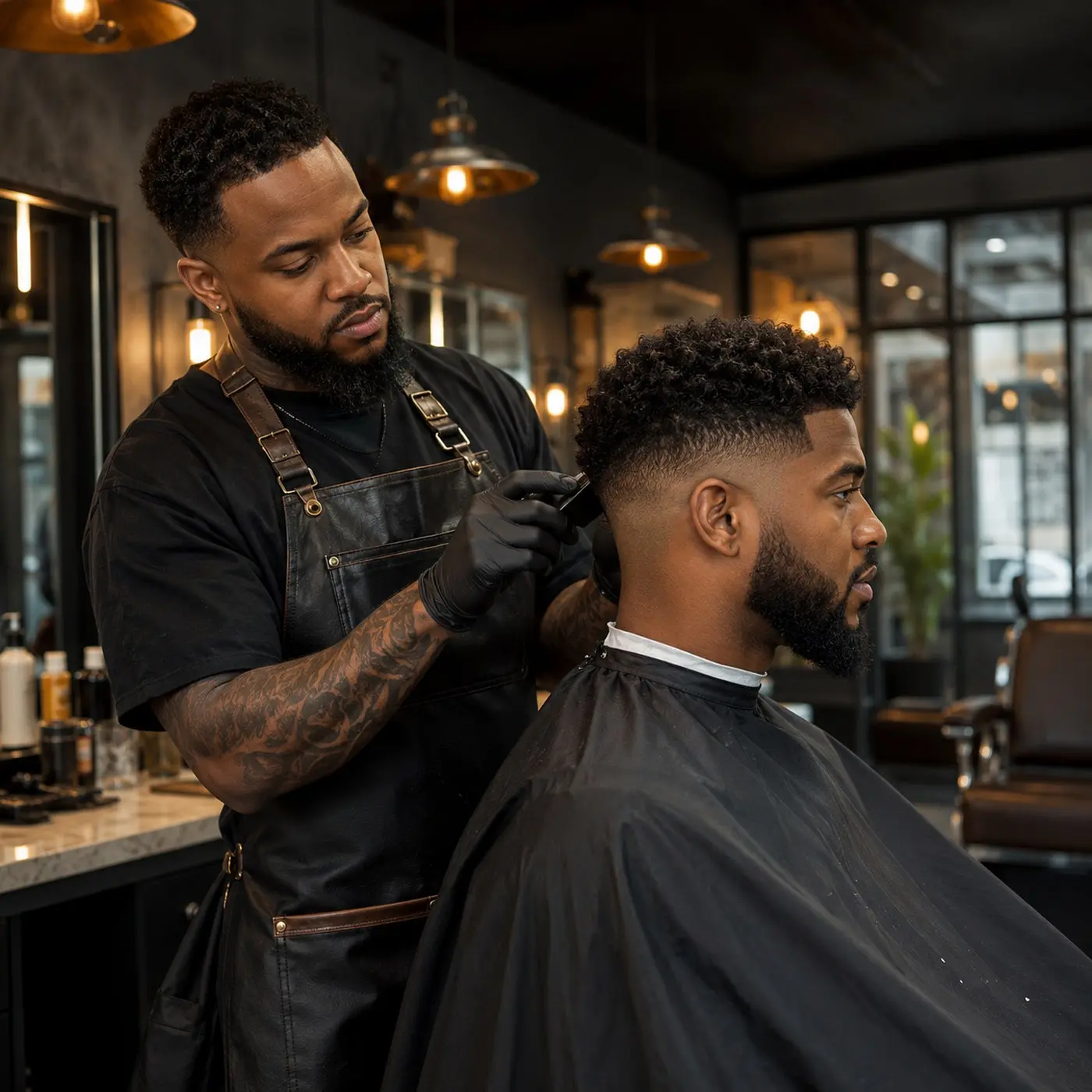 High fade with design