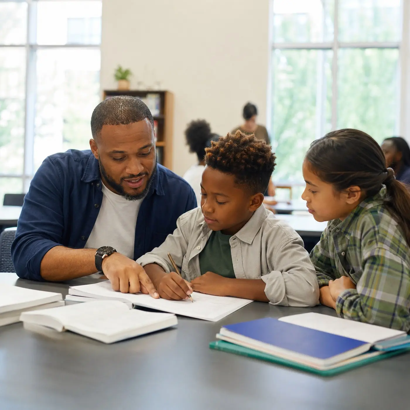 Youth studying at after-school program